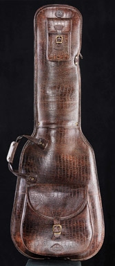 Buffalo leather brown with small croco embossing 